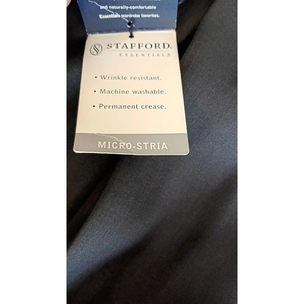 NWT Stafford Essentials Men's Classic Fit Pleated Cuffed Pants Charcoal 34